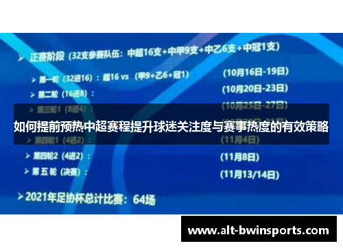 如何提前预热中超赛程提升球迷关注度与赛事热度的有效策略